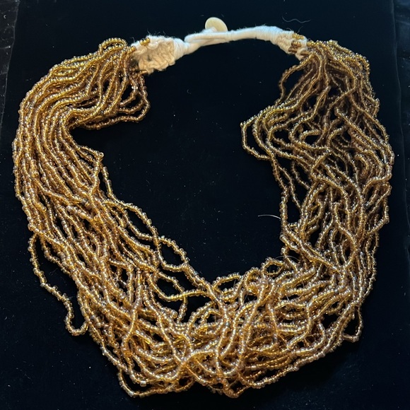 Brown and Cream Beaded Necklace - Picture 8 of 16